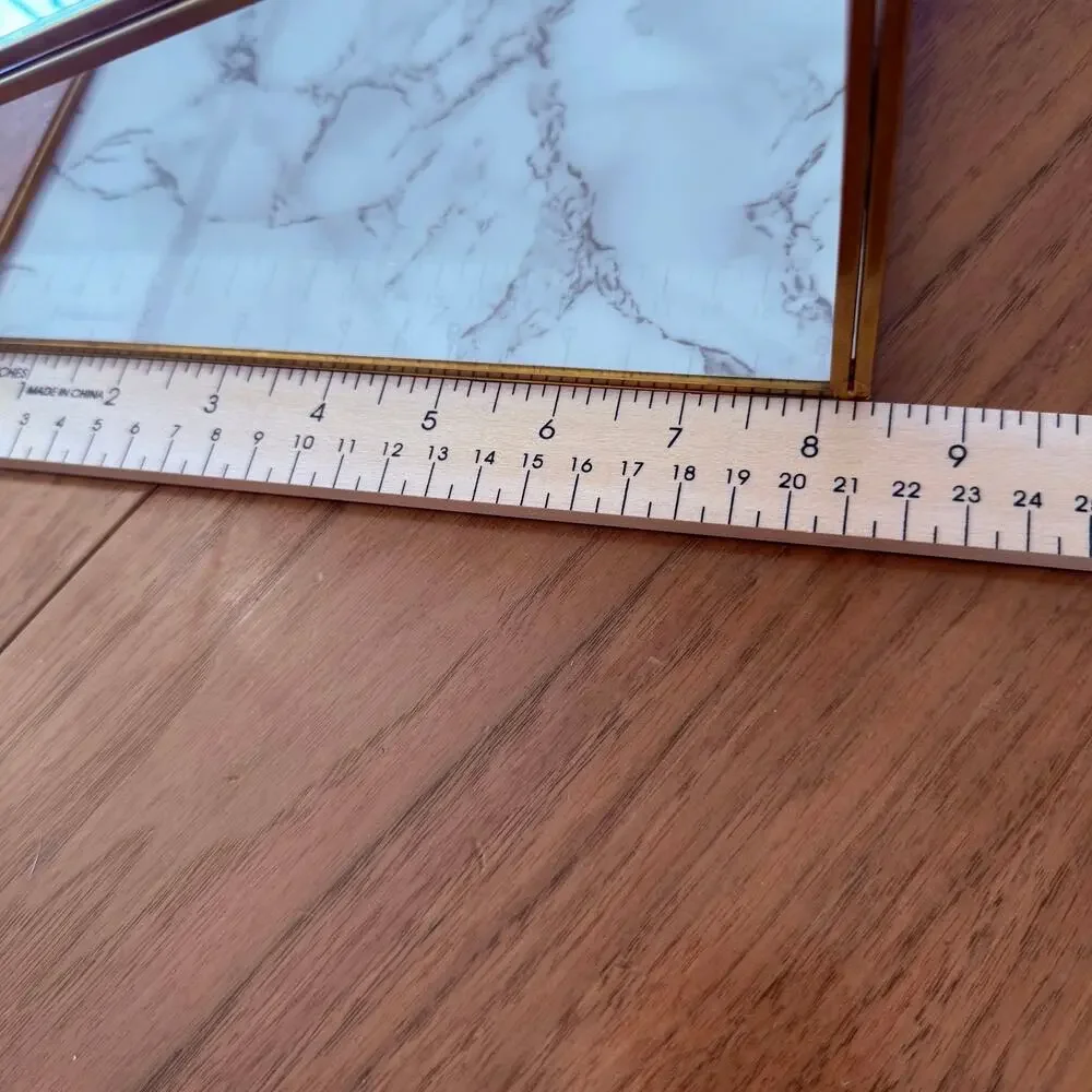 Glass Gold Display Box Lidded Faux Marble Chain Latch Trinket Jewelry 12 x 8